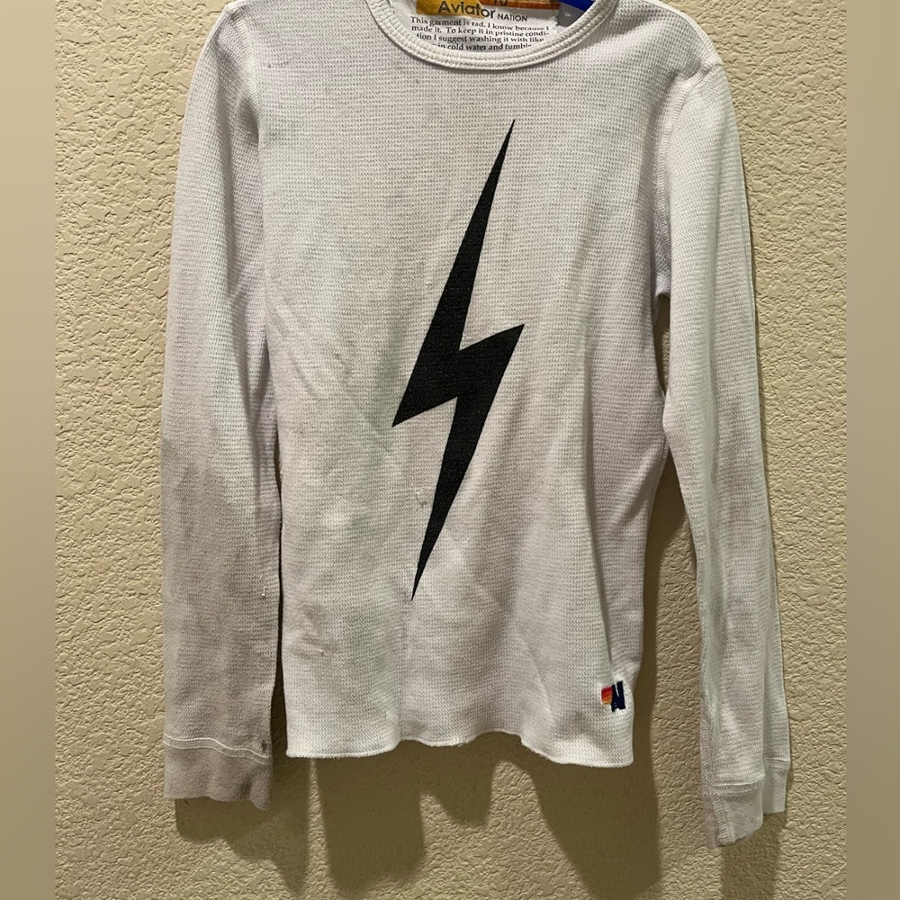 Used and stained kids size 10 Aviator Nation long sleeve